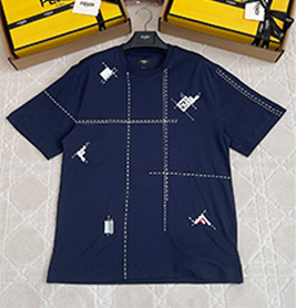 fendi dashed line ff motif short sleeve t-shirt